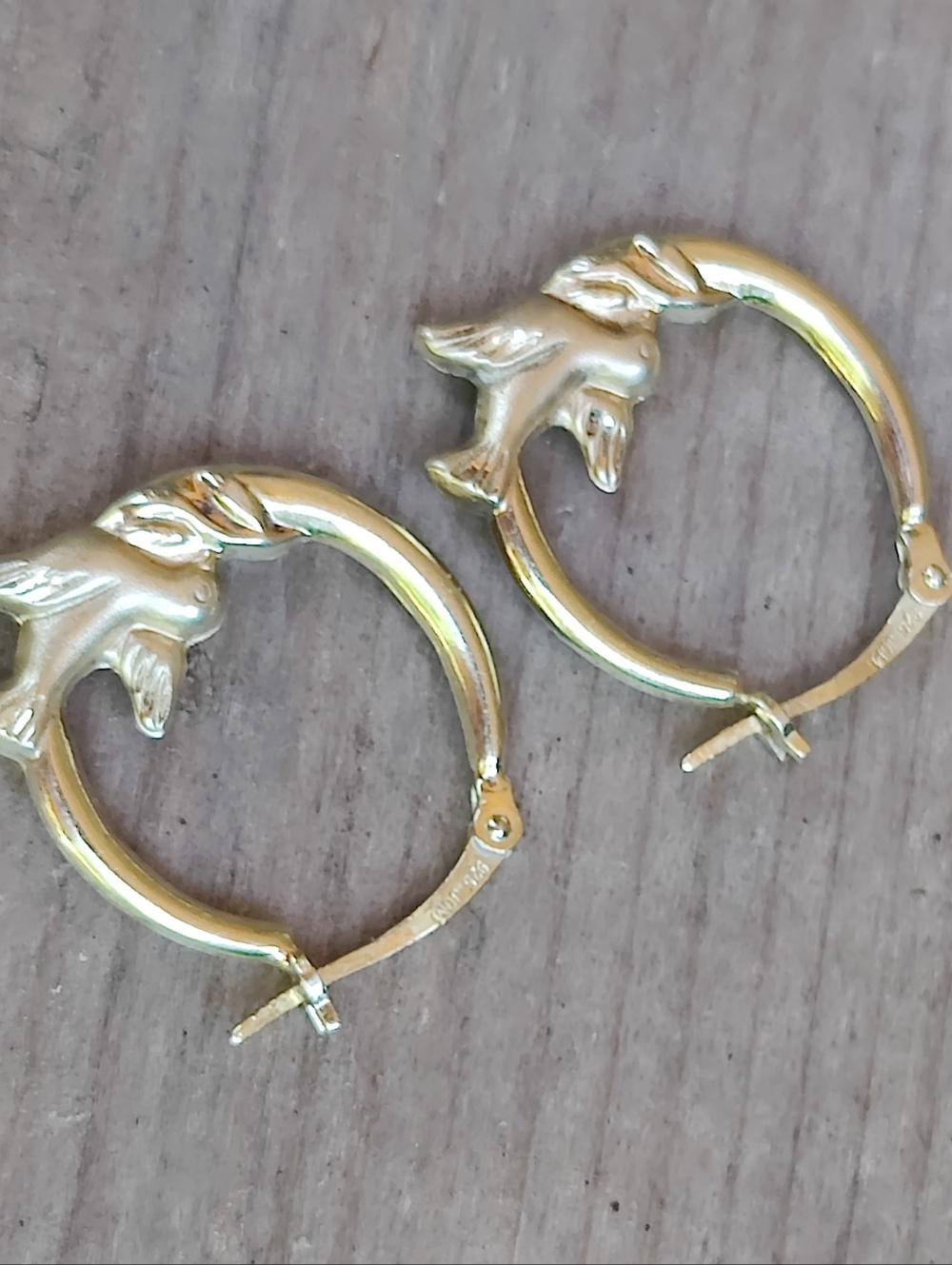 🐦 Vintage Vermeil Sterling Bird Hoop Earrings - Picture 2 of 5